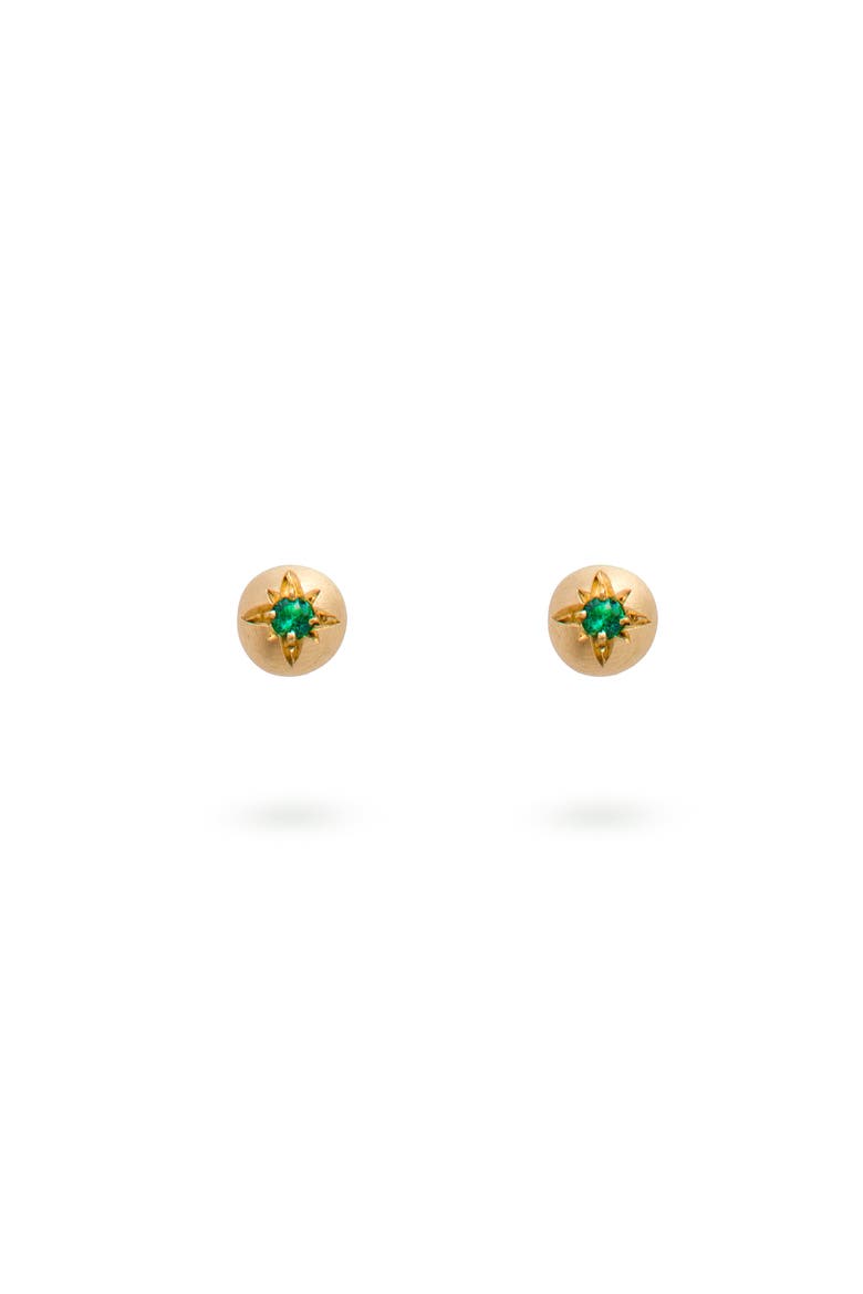 Moon Earrings Emerald, Main, color, Emerald
