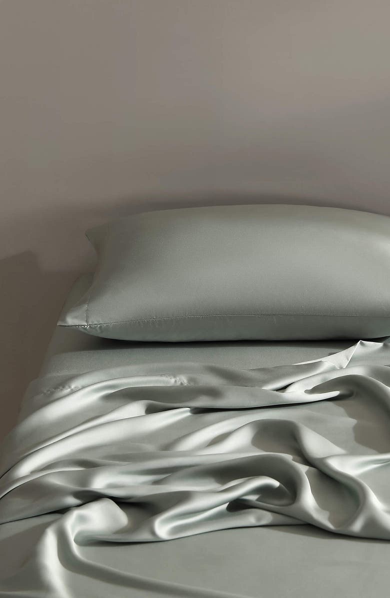 Sunday Citizen Silky Fitted Sheet, Alternate, color, Slate Grey