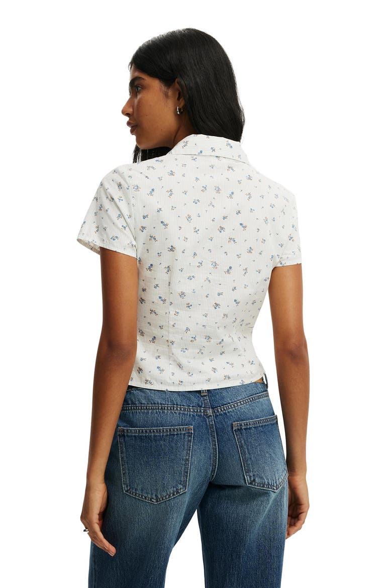 Women's Maya Rouched Shirt, Alternate, color, Indy Ditsy Pinstripe Cosmic