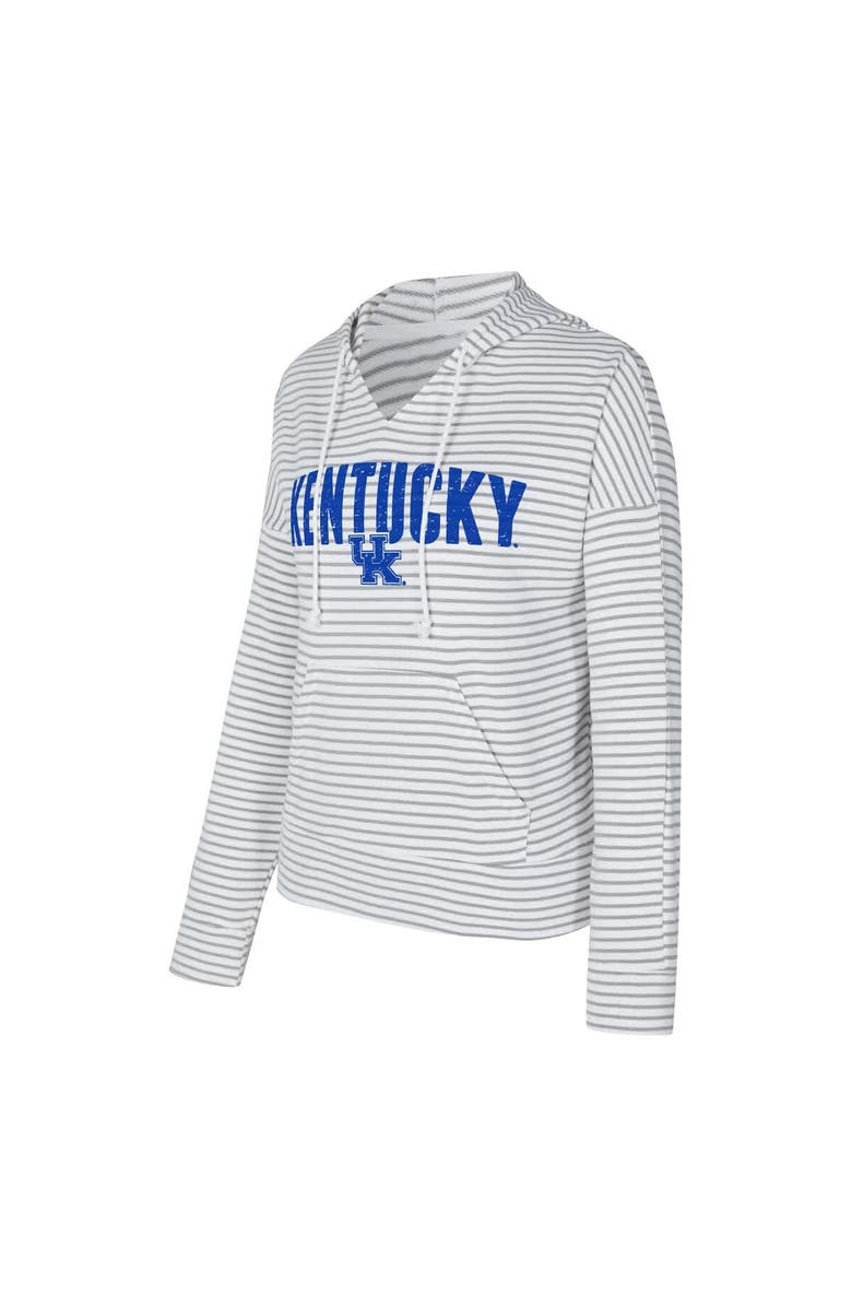 CONCEPTS SPORT Men's Concepts Sport  White/Gray Kentucky Wildcats French Terry Striped V-Neck Pullover Hoodie, Alternate, color, White