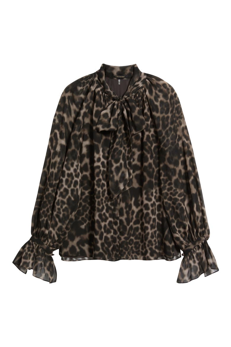Davi Print Tie Neck Top, Alternate, color, SABLE MULTI