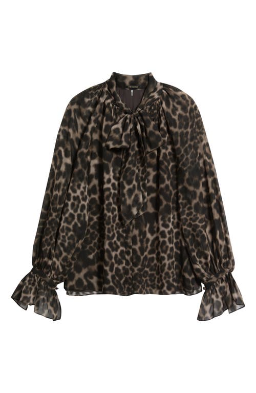 Kobi Halperin Davi Print Tie Neck Top In Animal Print