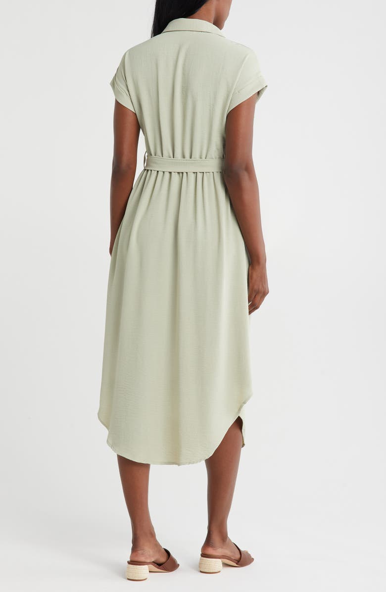 ZOE AND CLAIRE Belted Short Sleeve Shirtdress, Alternate, color, Light Olive