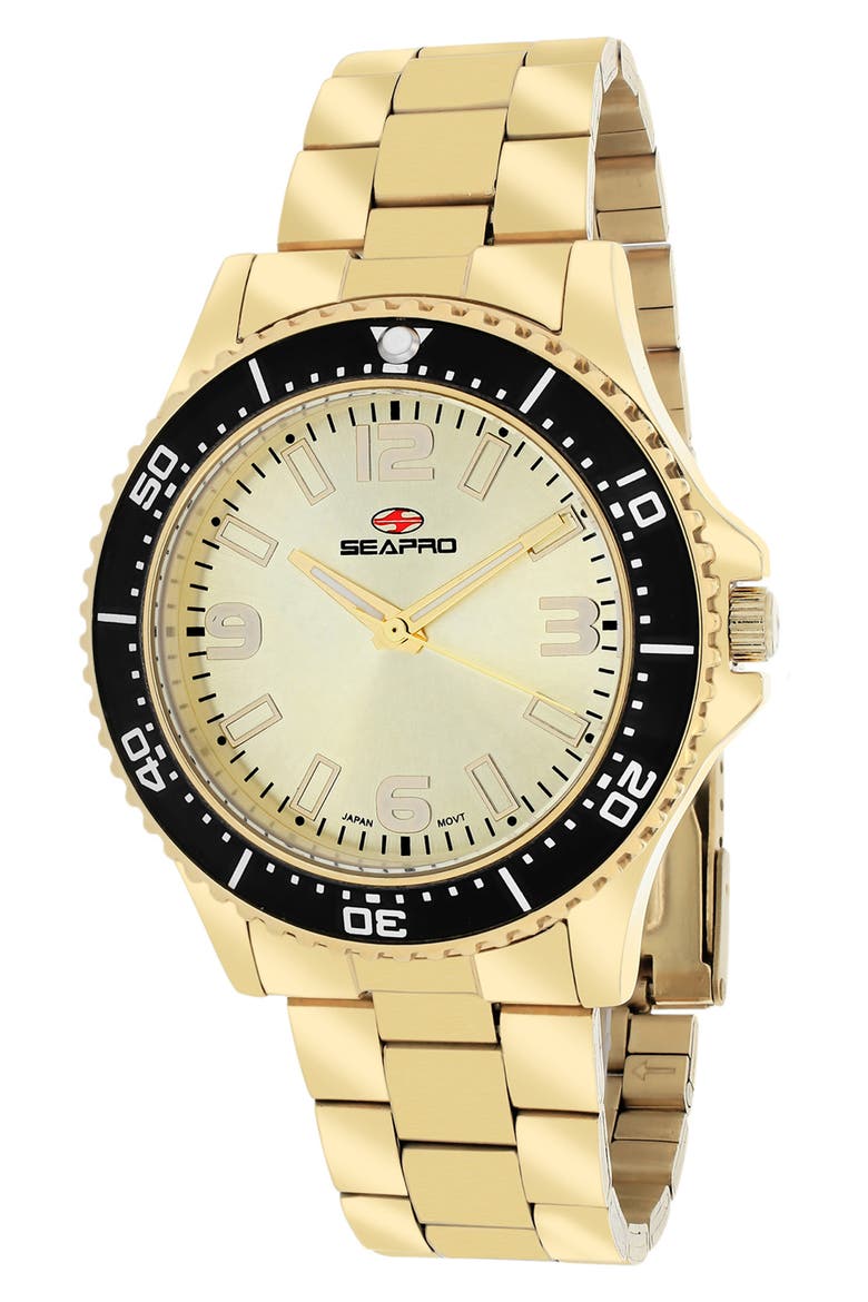 Scuba Stainless Steel Bracelet Watch, Main, color, GOLD