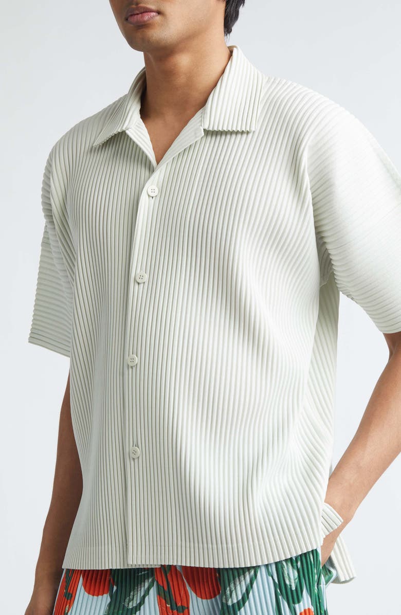 Homme Plissé Issey Miyake Monthly Colors May Pleated Camp Shirt, Alternate, color, Pf Fence Green