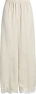 Open Edit Lace Trim Satin Pants