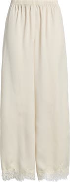 Open Edit Lace Trim Satin Pants