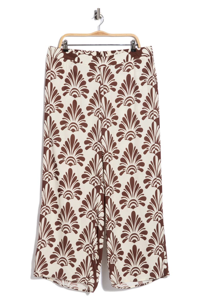 Print Pants, Alternate, color, IVORY/ BROWN FAN PRINT