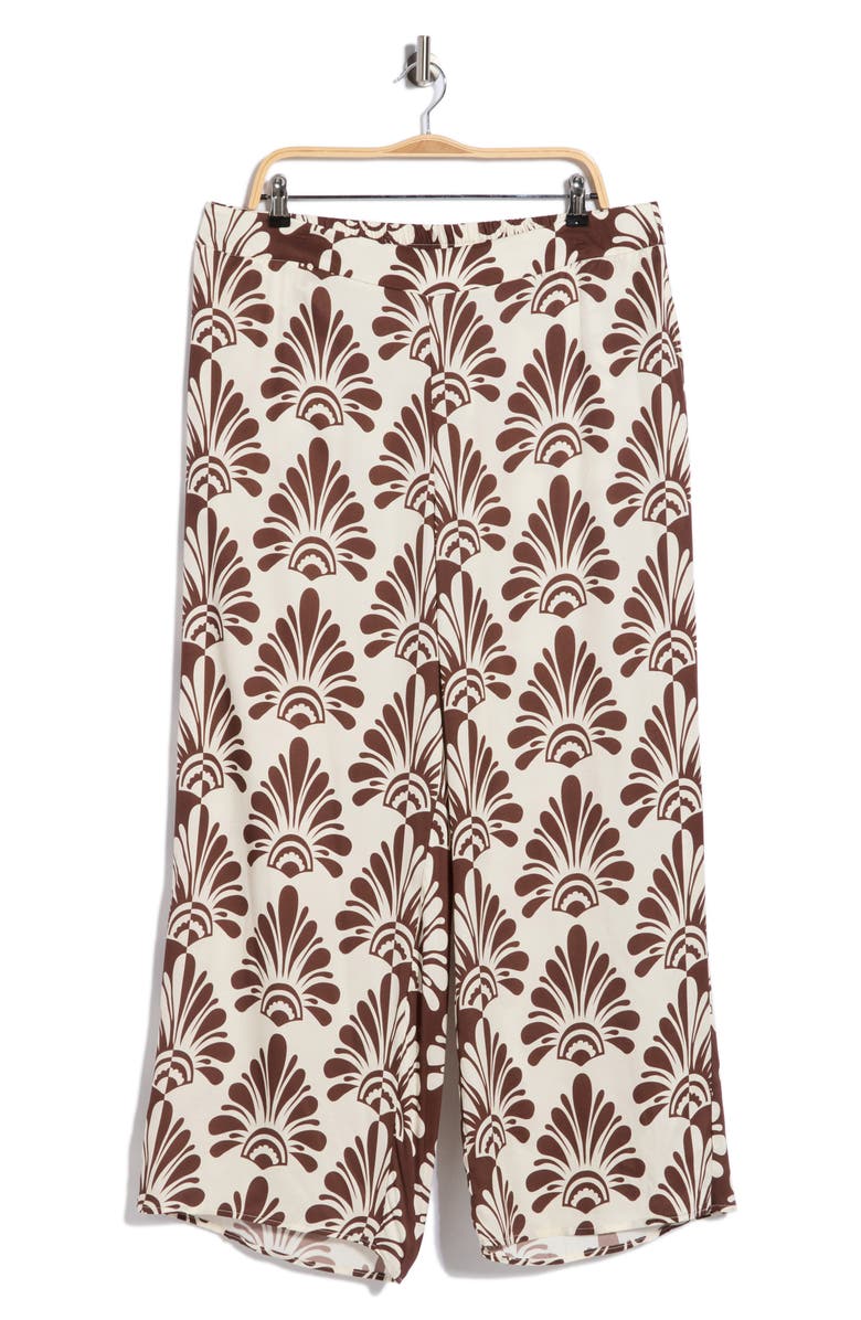 T Tahari Print Pants, Main, color, Ivory/ Brown Fan Print