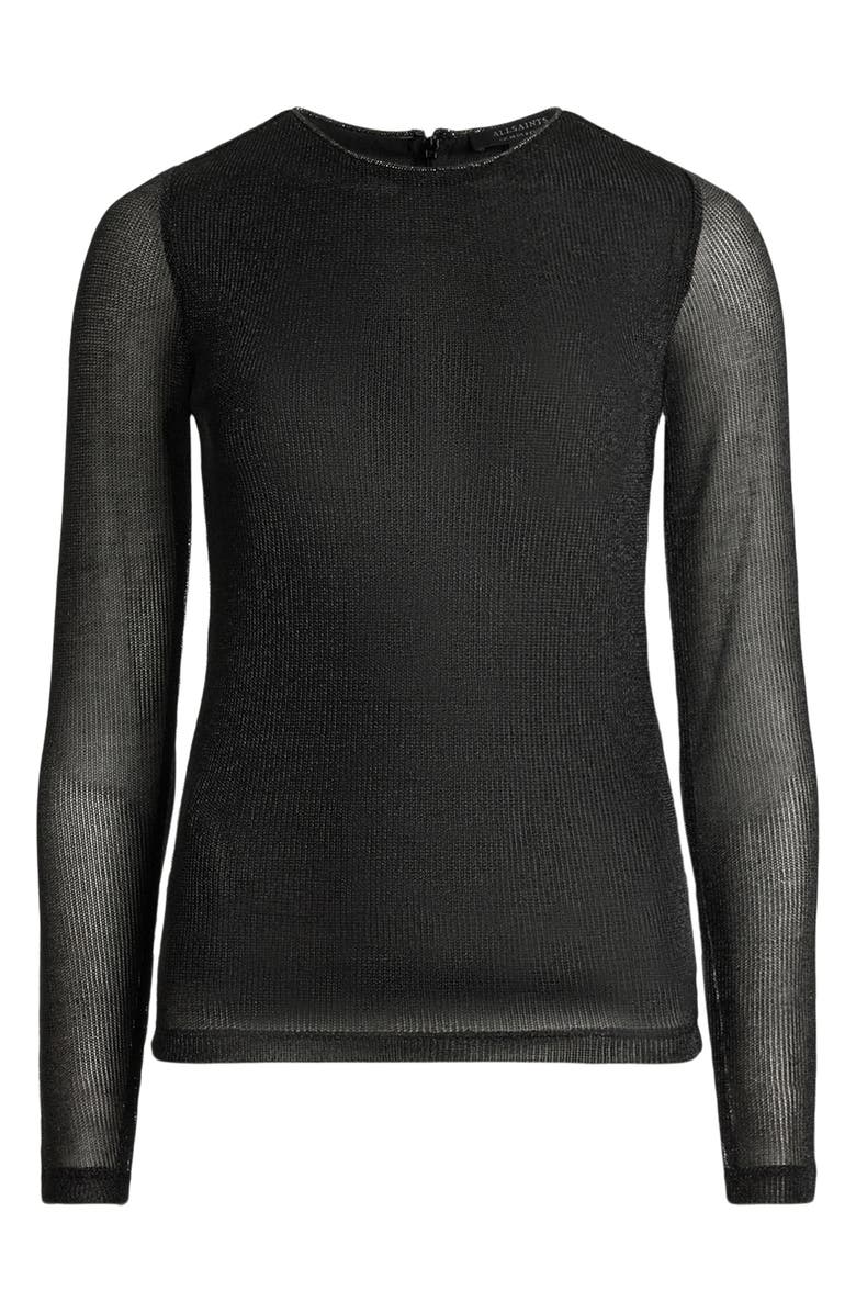 AllSaints Nora Sparkle Cotton Blend Top, Alternate, color, Black Shimmer