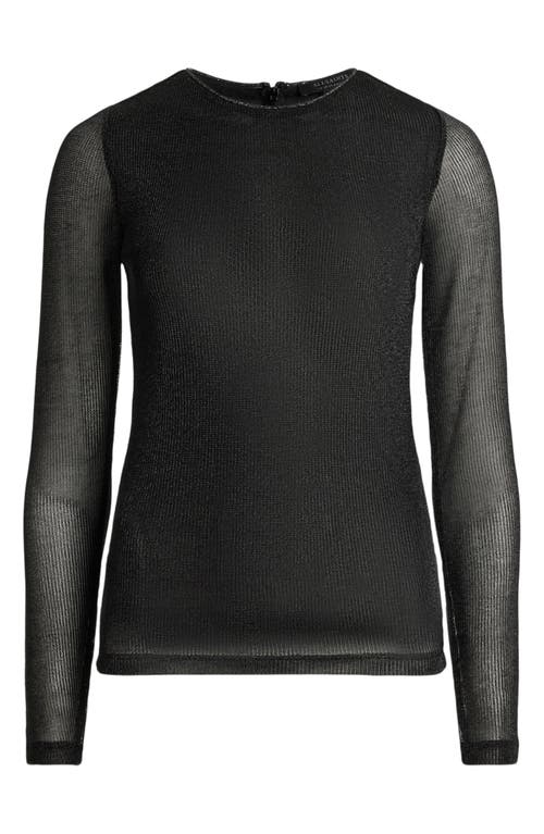 Allsaints Nora Sparkle Long Sleeve Top In Black Shimmer