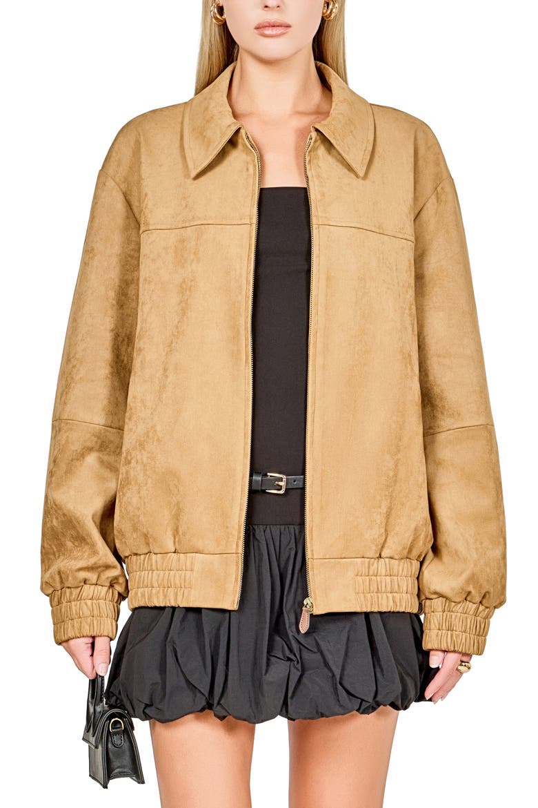 Faux Suede Work Jacket, Alternate, color, CAMEL