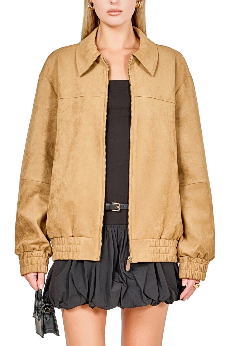 Endless Rose Faux Suede Work Jacket, Alternate, color, Camel