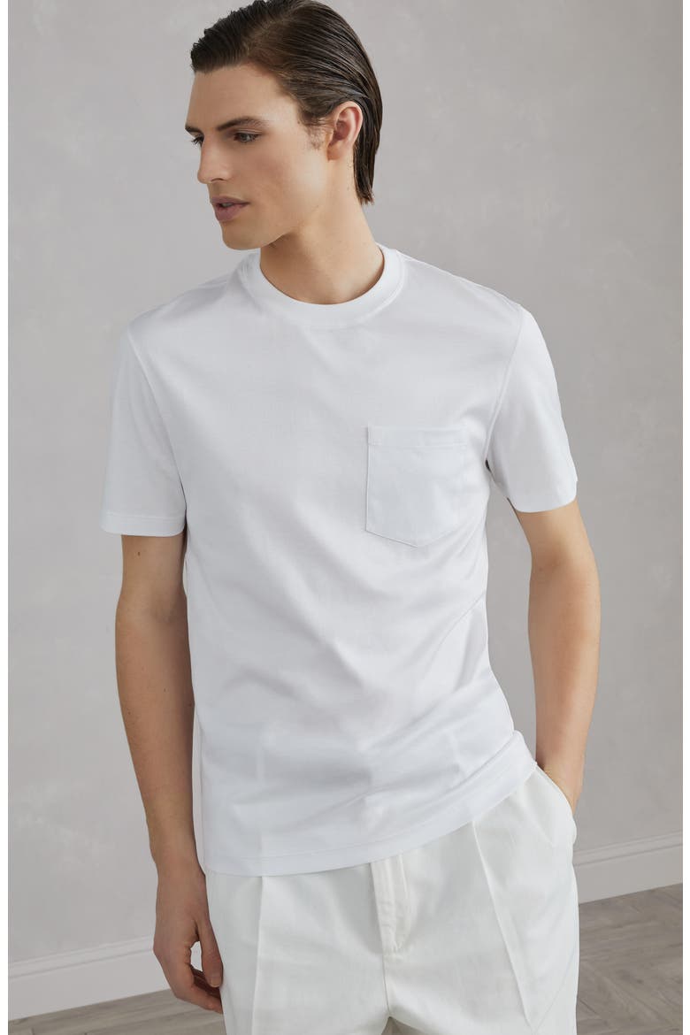 Jersey T-shirt with chest pocket, Alternate, color, White