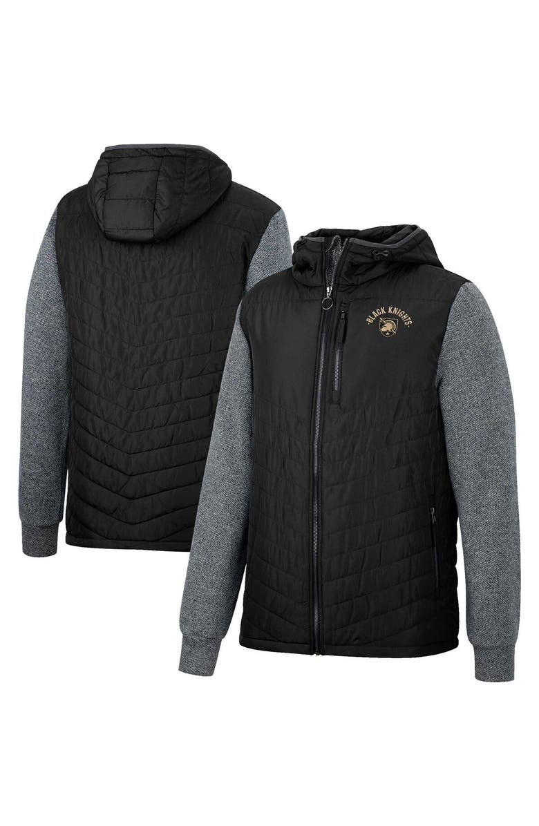 COLOSSEUM Men's Colosseum Black/Charcoal Army Black Knights Course Herringbone Full-Zip Hoodie, Main, color,
