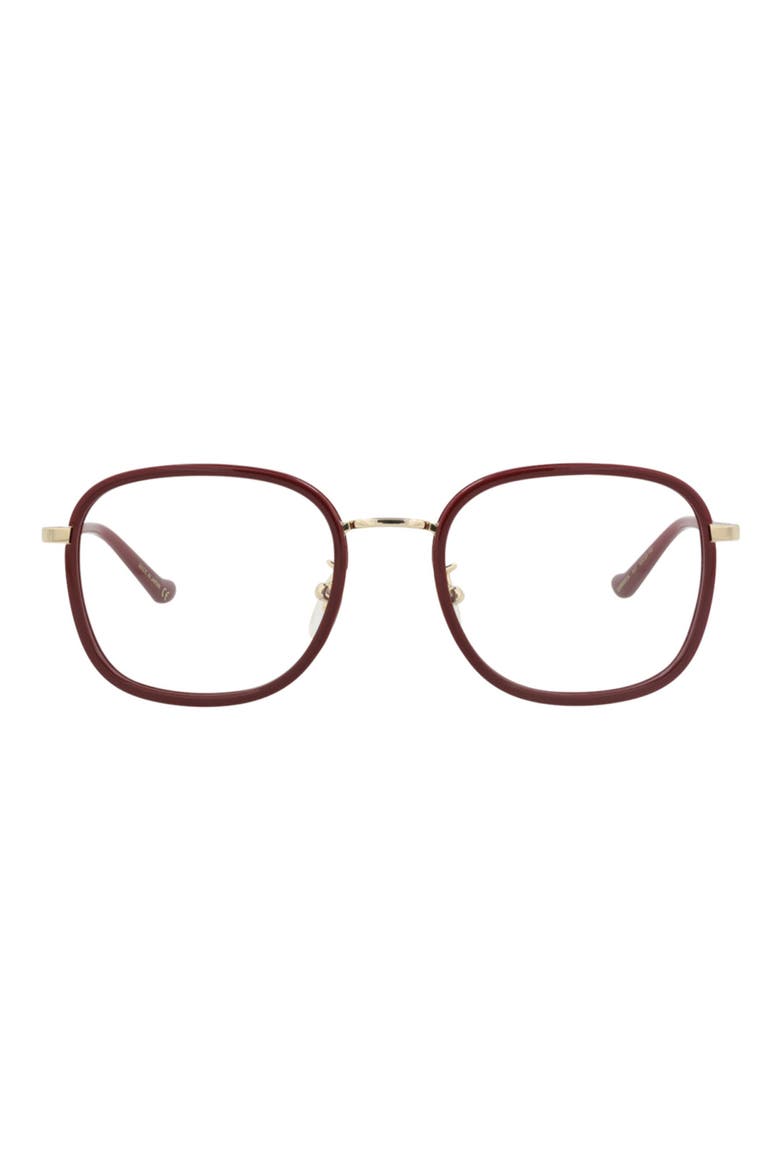 52mm Square Optical Glasses, Main, color, RED GOLD TRANSPARENT