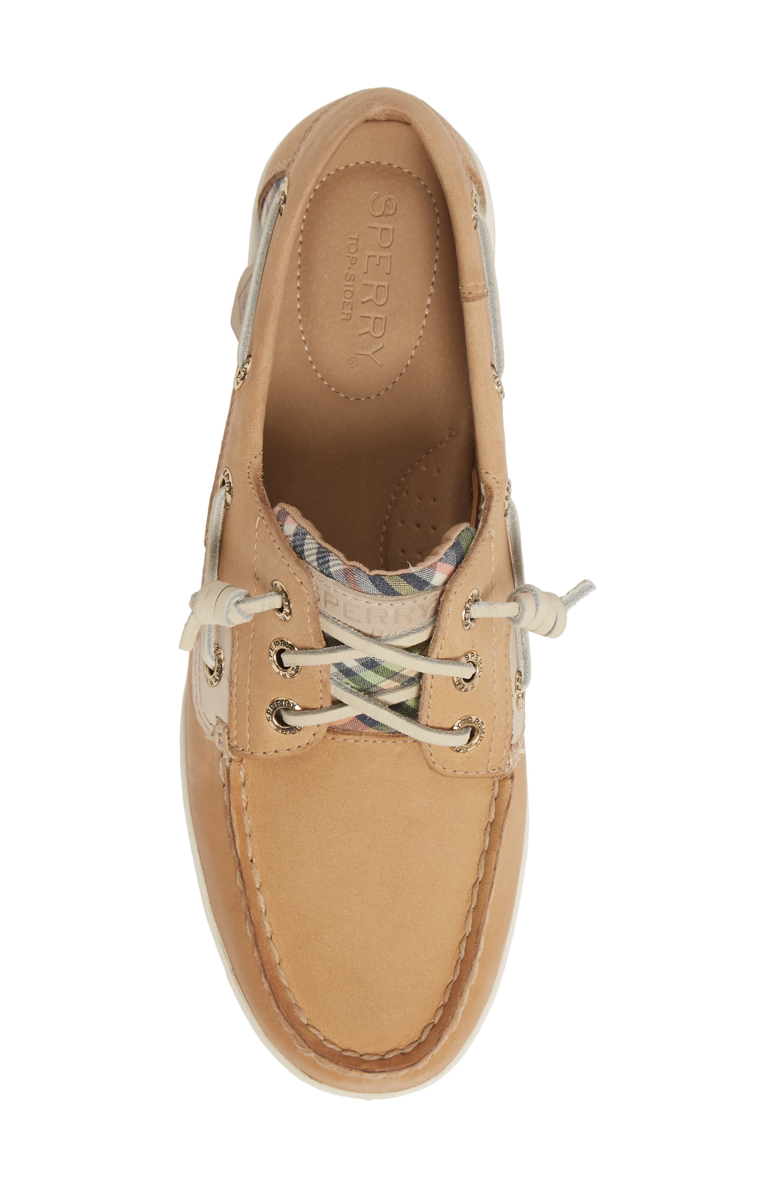 Songfish Boat Shoe, Alternate, color, TAN / KICK BACK PLAID FABRIC