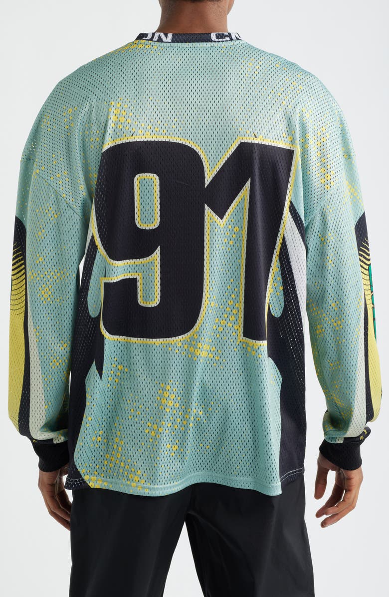 CRIMINAL DAMAGE Soccer Mesh Graphic Jersey, Alternate, color, Mint/ Black/ Yellow