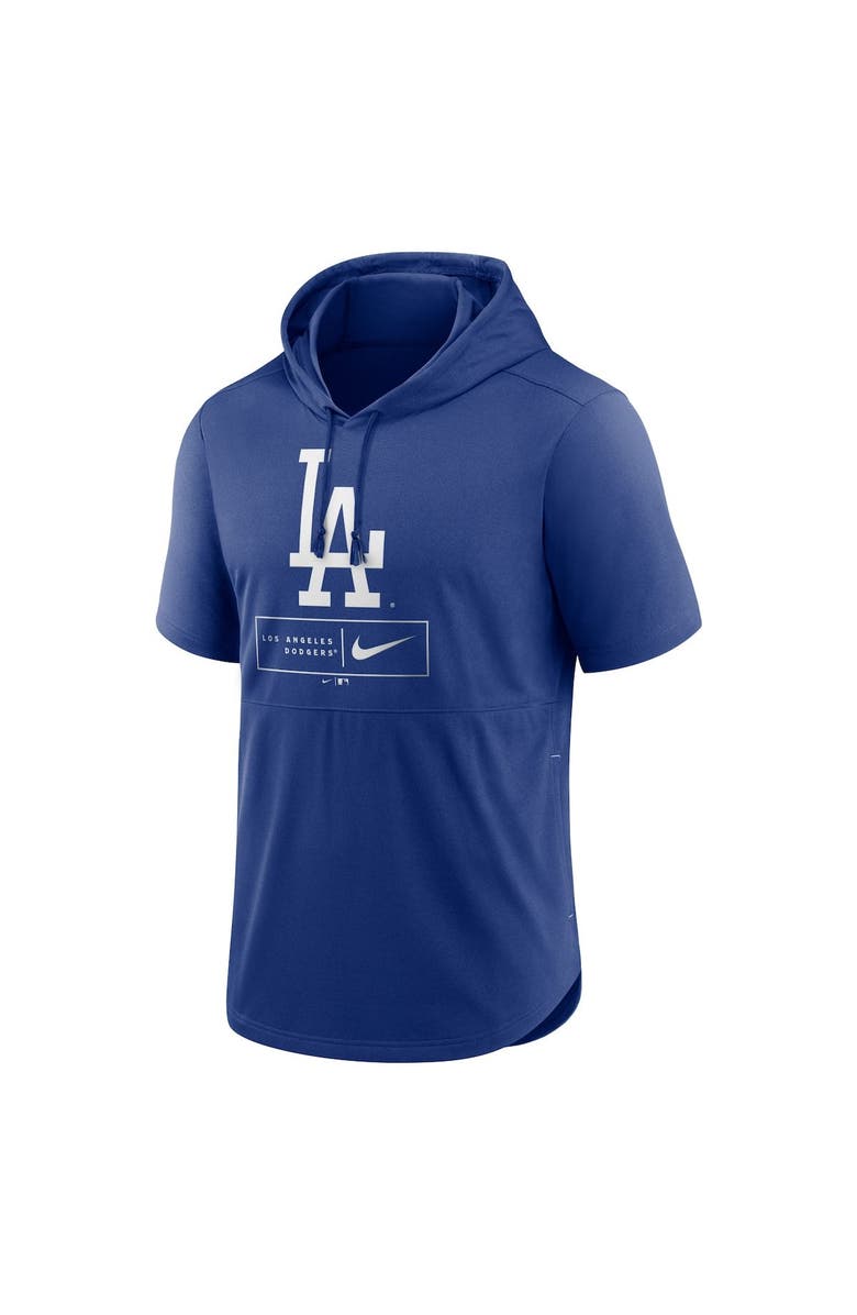 Nike Men's Nike Royal Los Angeles Dodgers Logo Lockup Performance Short-Sleeved Pullover Hoodie, Alternate, color,