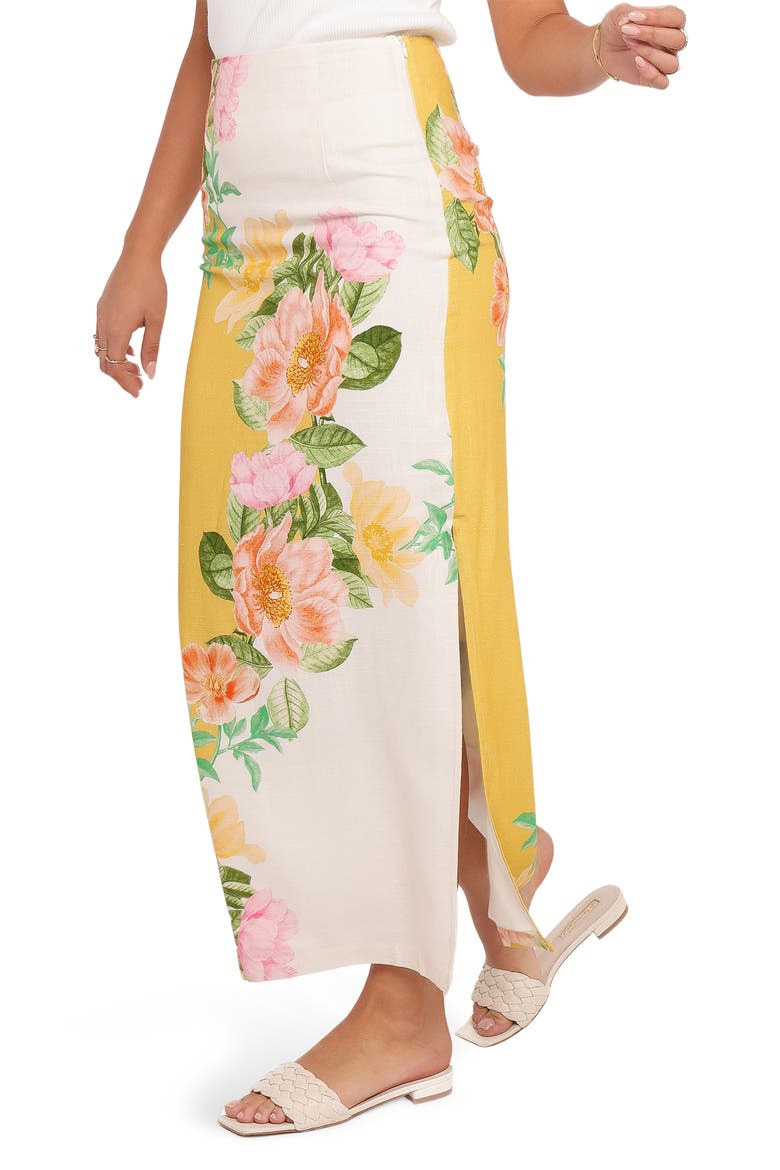 Floral Print Maxi Skirt, Alternate, color, YELLOW POPPY