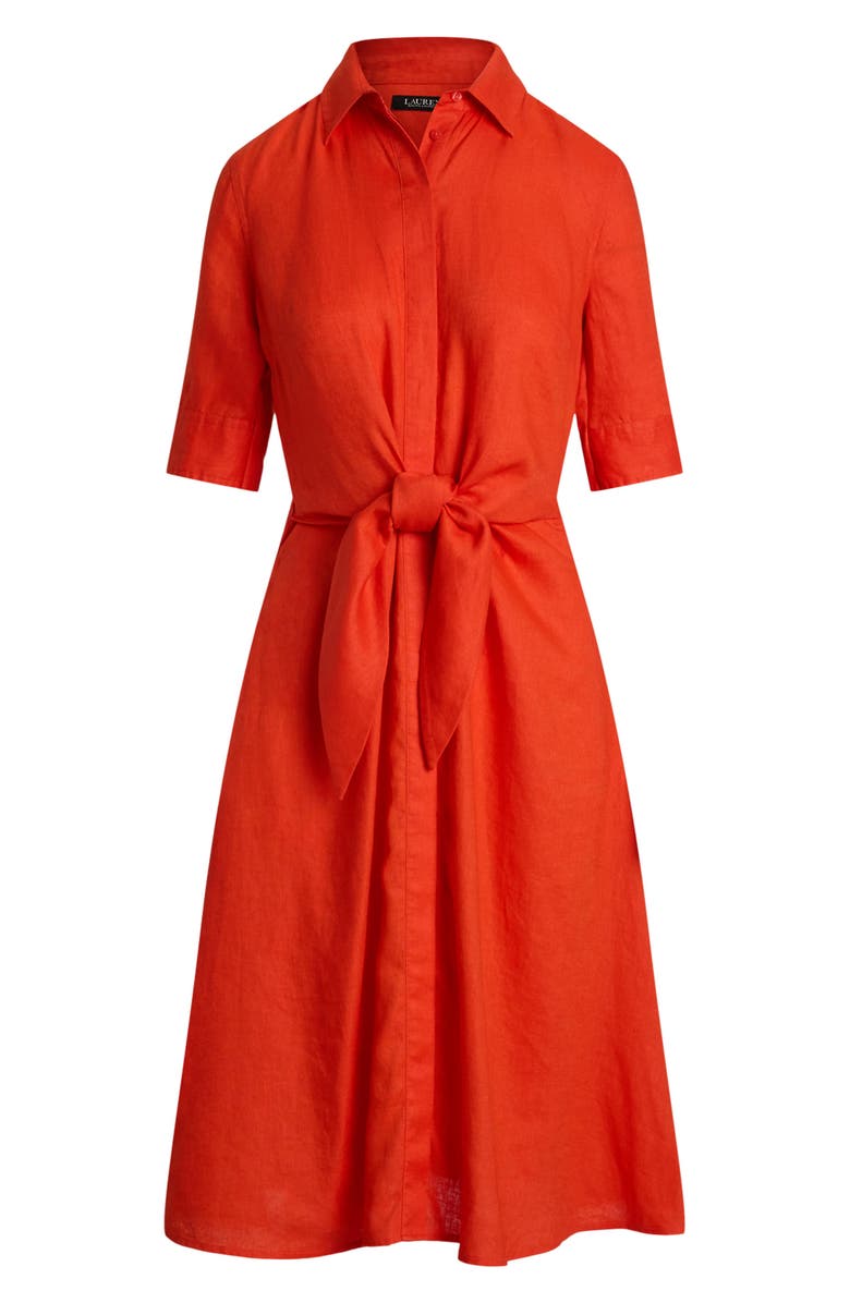 Lauren Ralph Lauren Front Tie Linen Shirtdress, Alternate, color, 