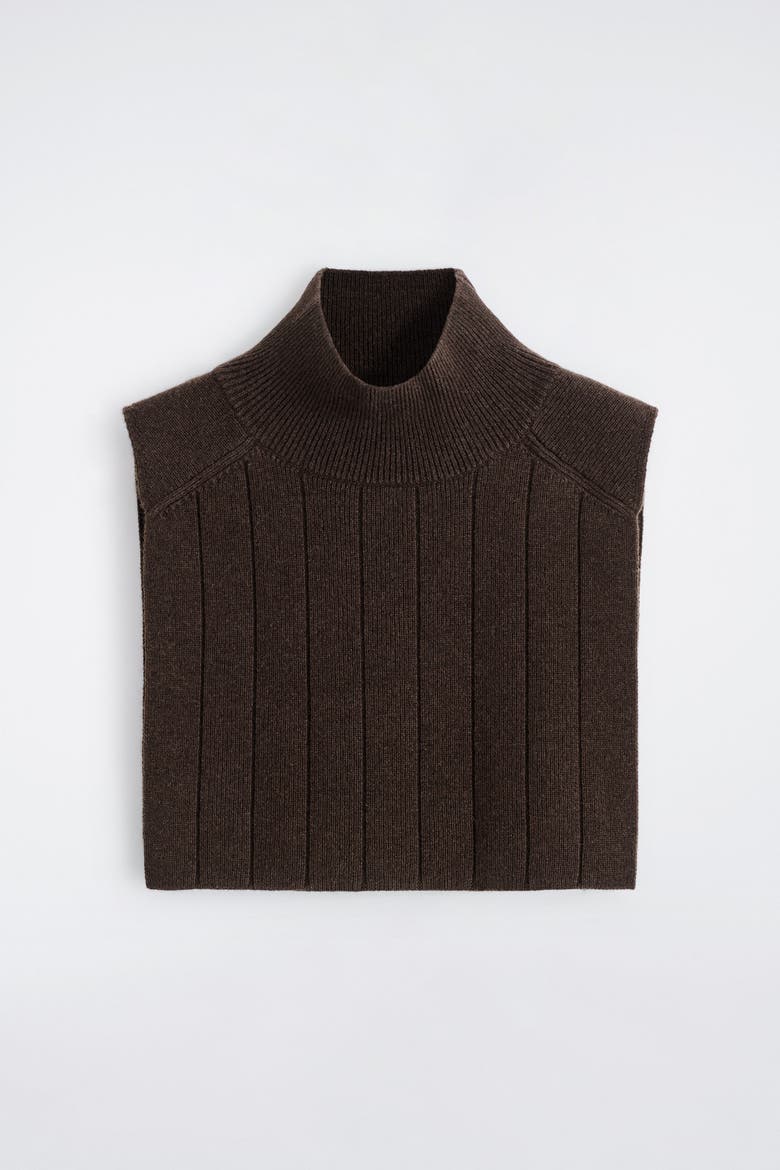 Knitted Wool-Yak Mock-Neck Vest, Alternate, color, DARK BROWN