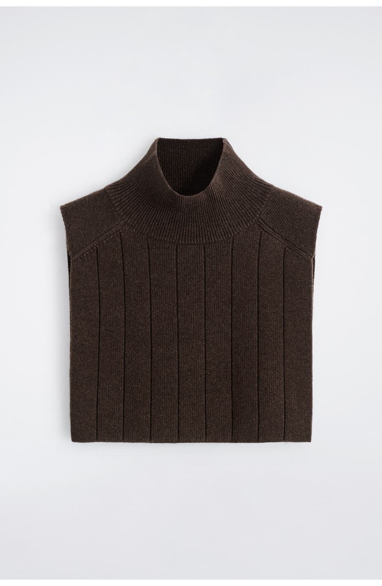 COS Knitted Wool-Yak Mock-Neck Vest, Alternate, color, Dark Brown