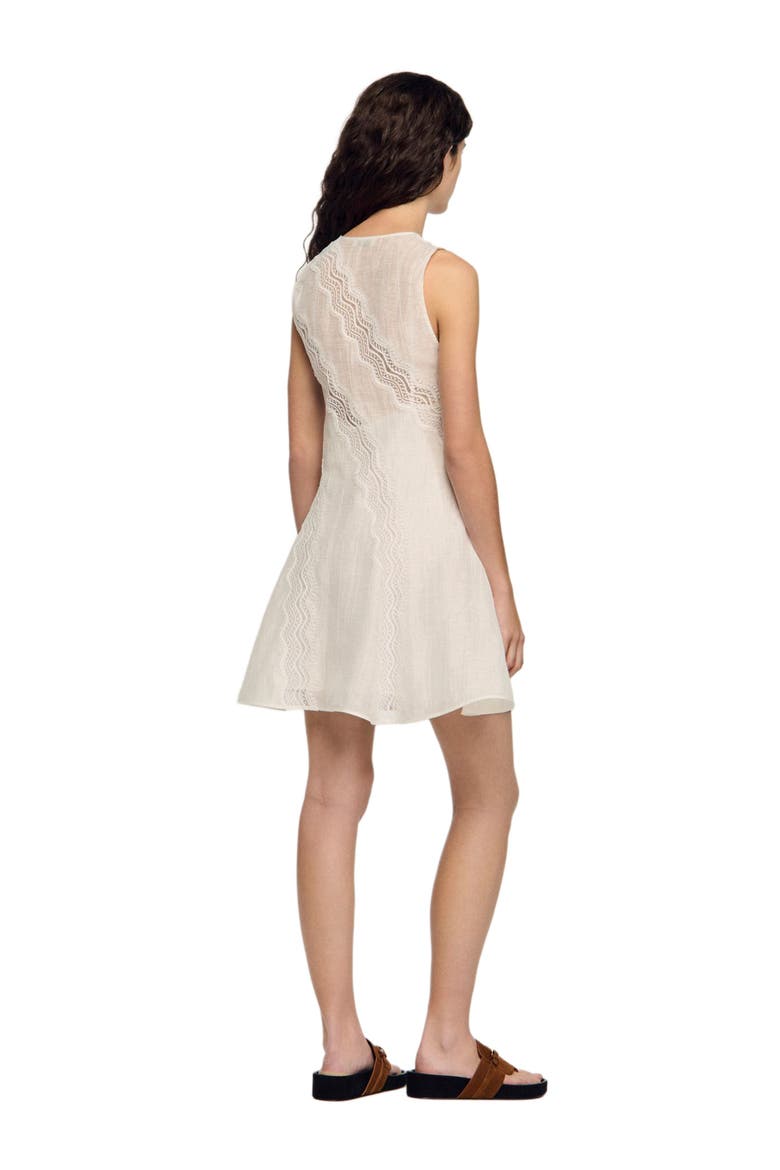 Short trimmed linen dress, Alternate, color, White