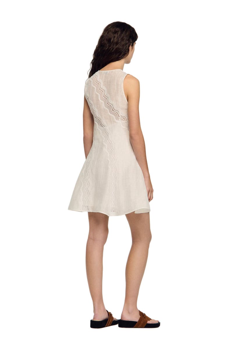 SANDRO Short trimmed linen dress, Alternate, color, White