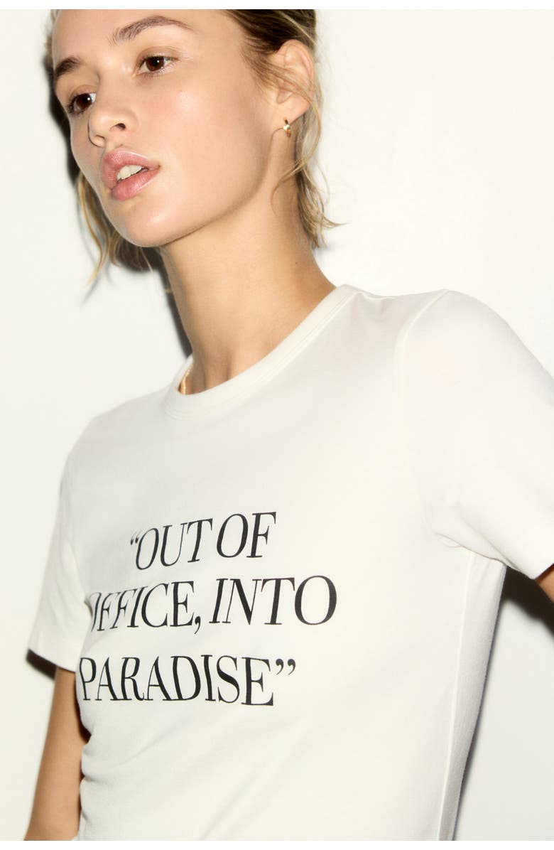 H&M Printed Viscose-blend T-shirt, Alternate, color, White/Out Of Office