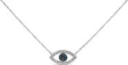 Haus of Brilliance Sterling Silver 1/4 Cttw Blue and White Diamond Evil Eye Necklace