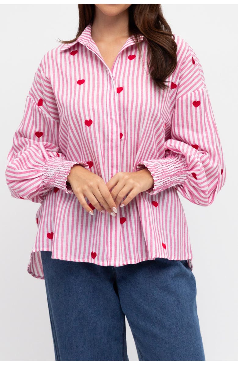 Label of Love Heart Embroidered Shirt, Alternate, color, Pink