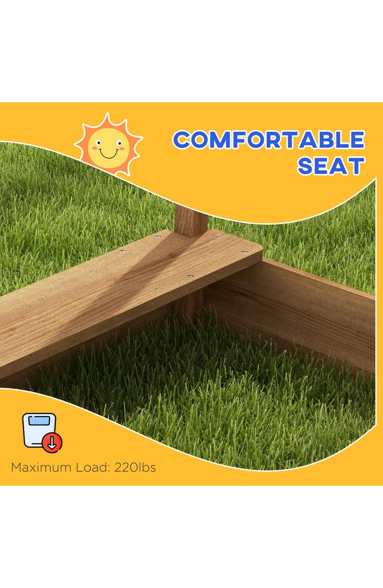 Outsunny Wooden Sandbox with Canopy, Sand Pit & Liner, Alternate, color, 