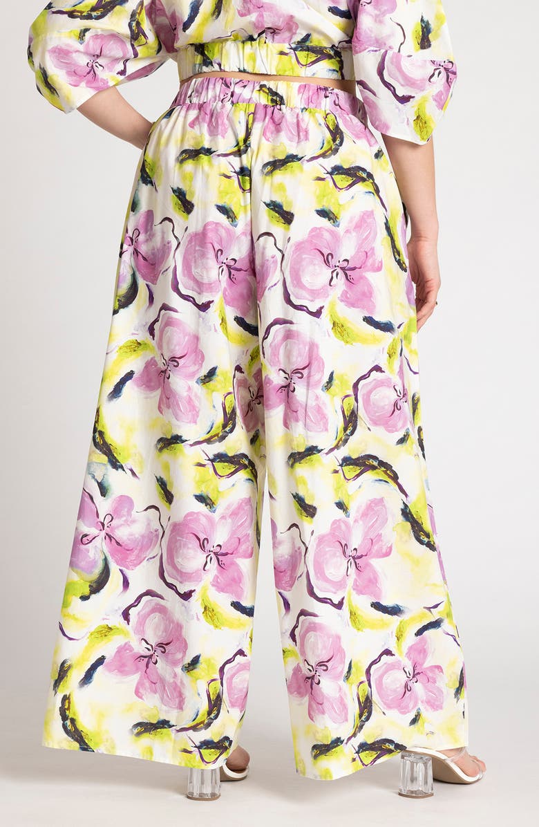 ELOQUII Floral Print Wide Leg Pants, Alternate, color, 