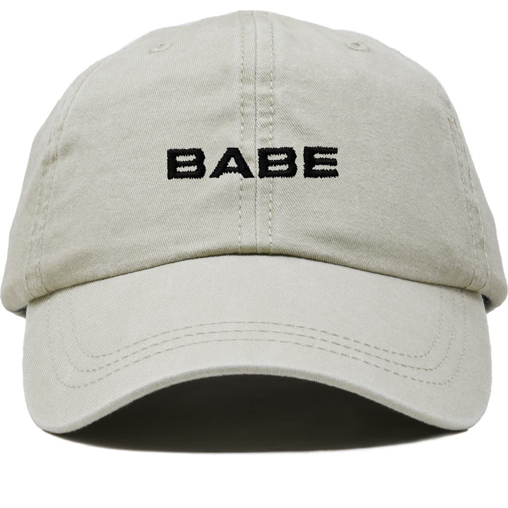 Dalix Babe Embroidered Cap In Washed Stone White