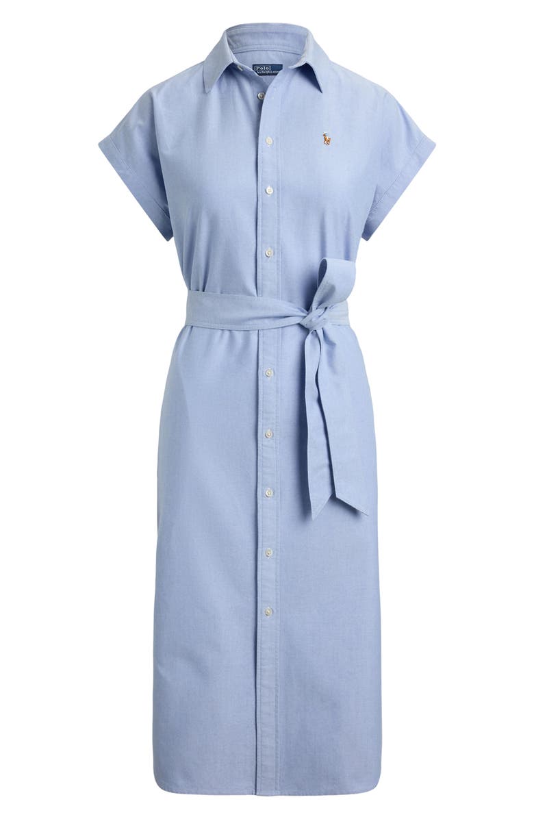 Polo Ralph Lauren Belted Cotton Midi Oxford Shirtdress, Alternate, color, Blue