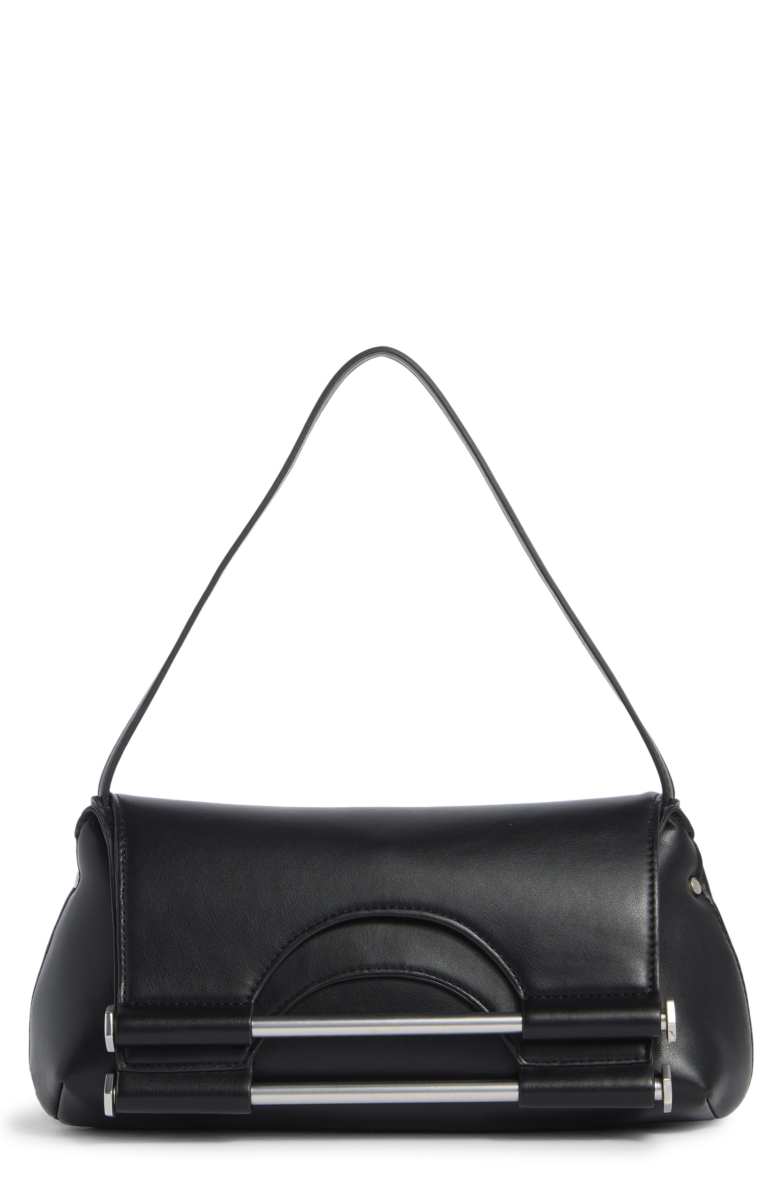 BCBG Double Bar Foldover Shoulder Bag, Main, color, Black