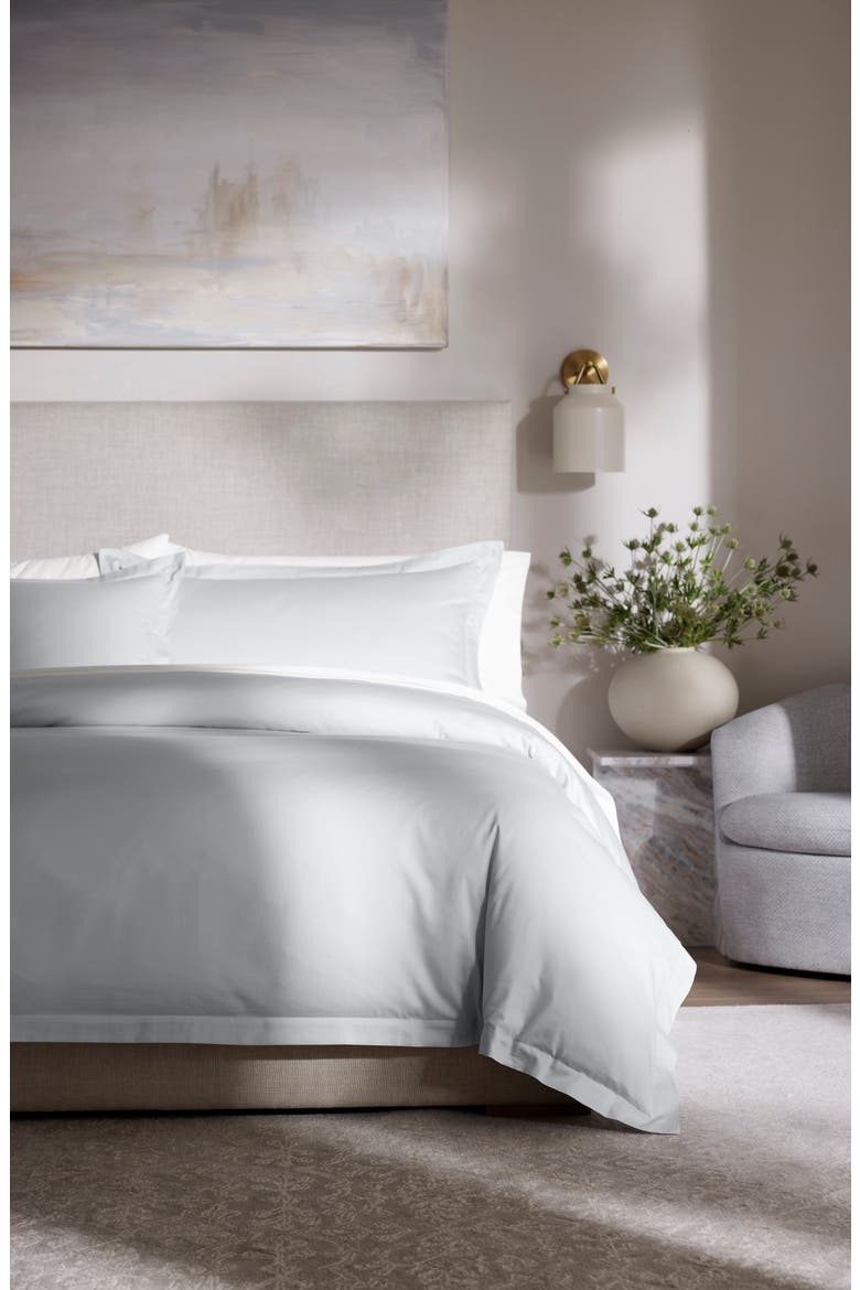Signature Hemmed Duvet Set, Alternate, color, SKY
