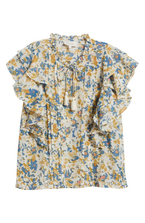 Cleobella Arista Ruffle Sleeve Pintuck Top In Multi