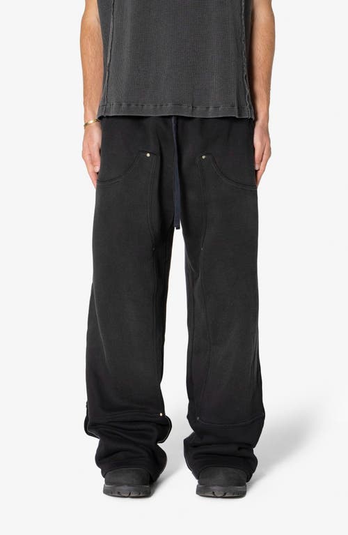 Mnml West Double Knee Sweatpants In Washed Black