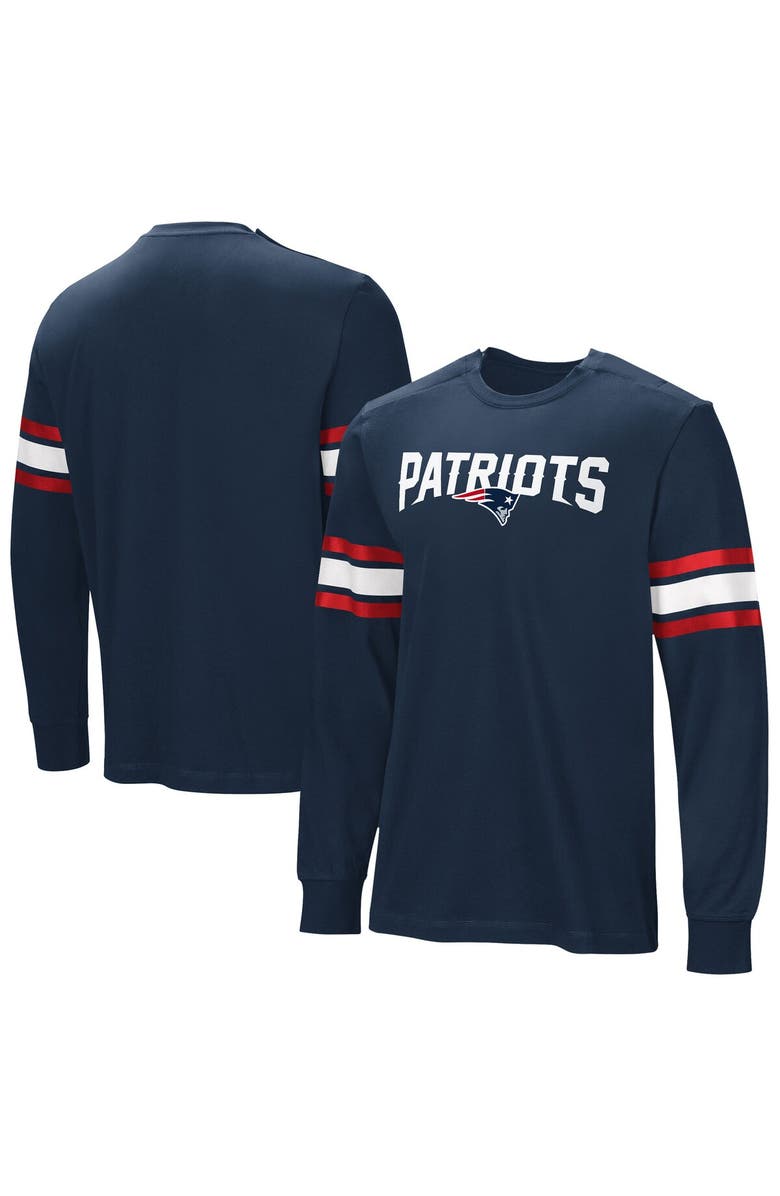 NFL Men's Navy New England Patriots Hands Off Long Sleeve Adaptive T-Shirt, Main, color, Navy