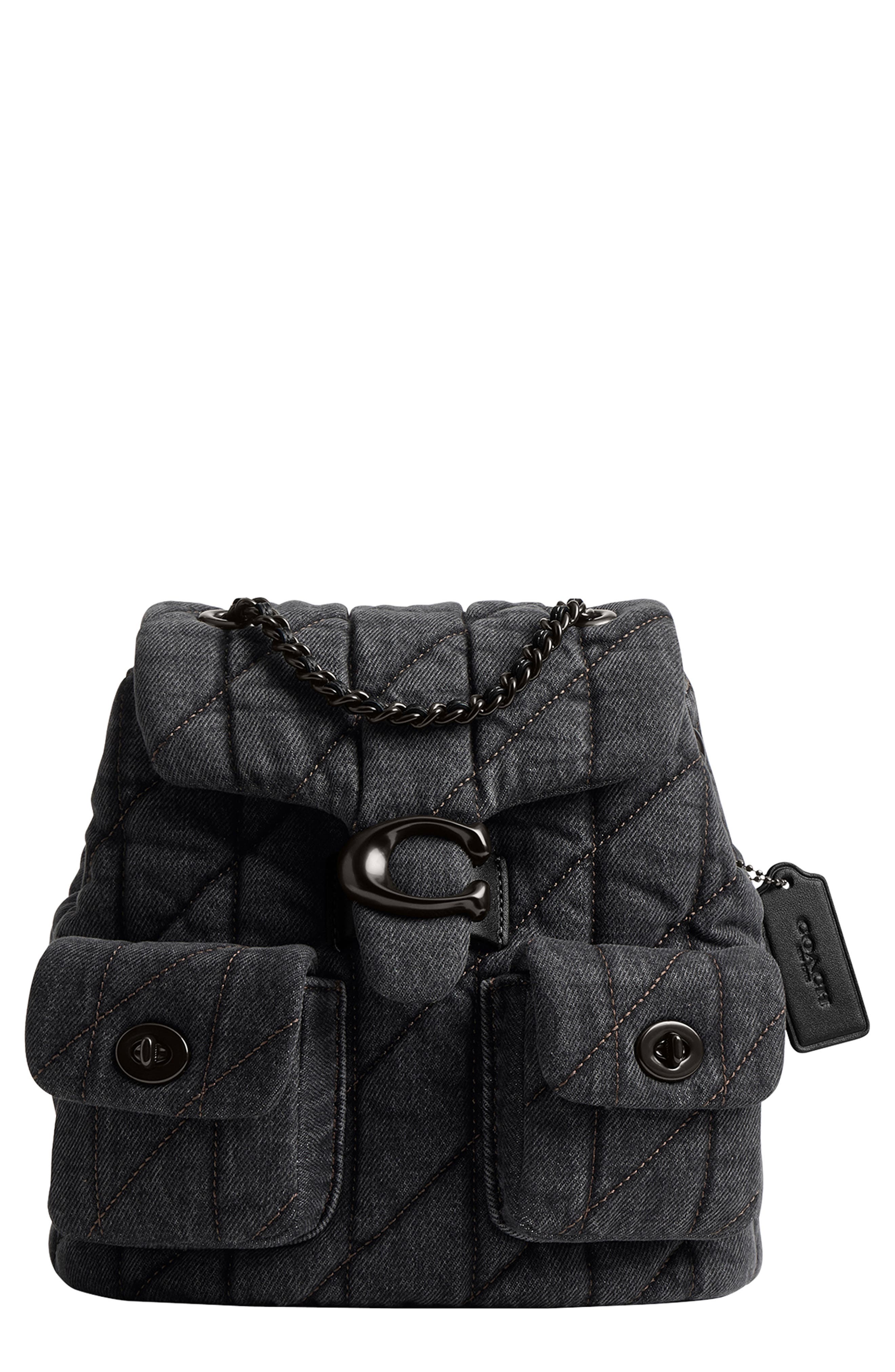 COACH Tabby Quilted Denim Backpack, Main, color, 