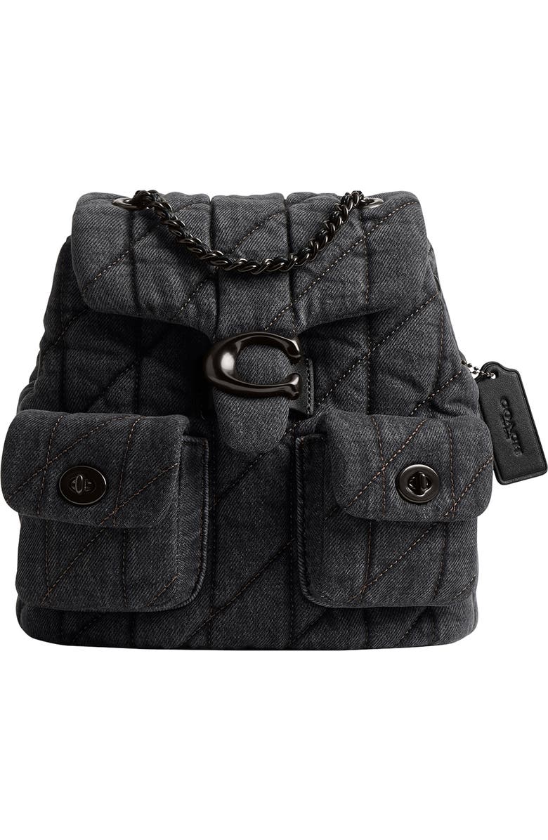 COACH Tabby Quilted Denim Backpack, Main, color,
