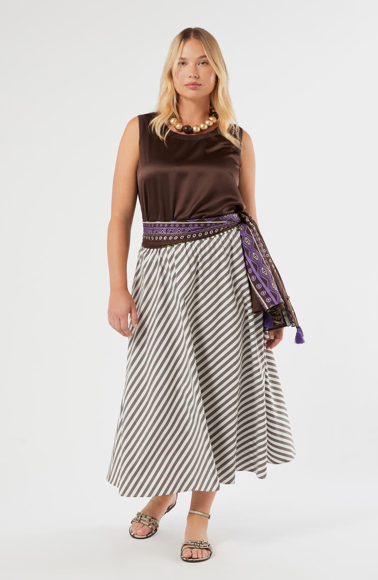 Marina Rinaldi Mrs Donnola Mixed Media Tank, Alternate, color, Chocolate