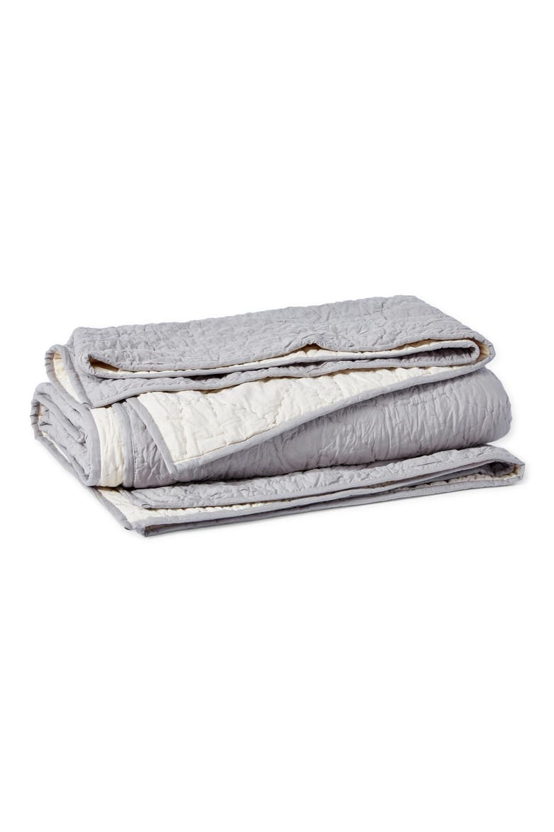 Manzanita Hand Stitched Organic Cotton Quilt, Main, color, PEWTER