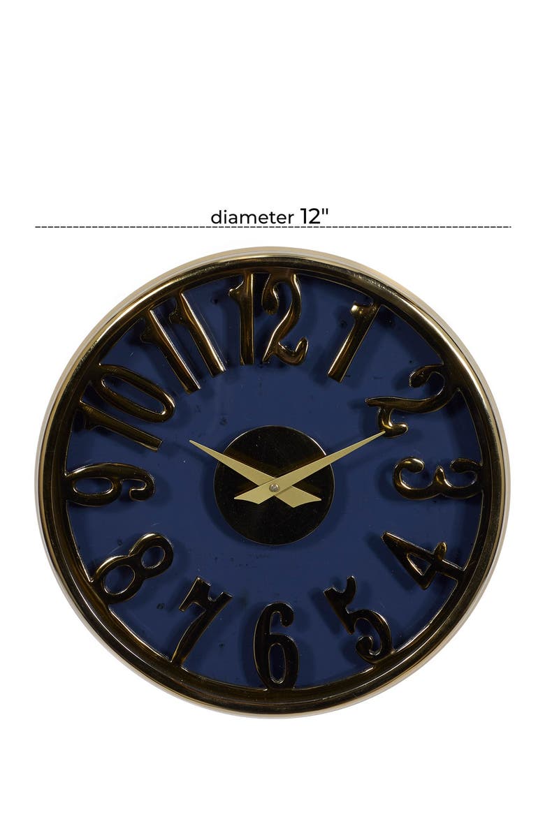 Blue Aluminum Coastal Wall Clock, Alternate, color, BLUE