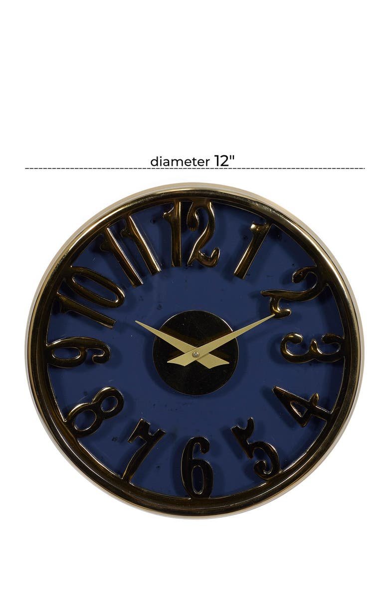 WILLOW ROW Blue Aluminum Coastal Wall Clock, Alternate, color, Blue