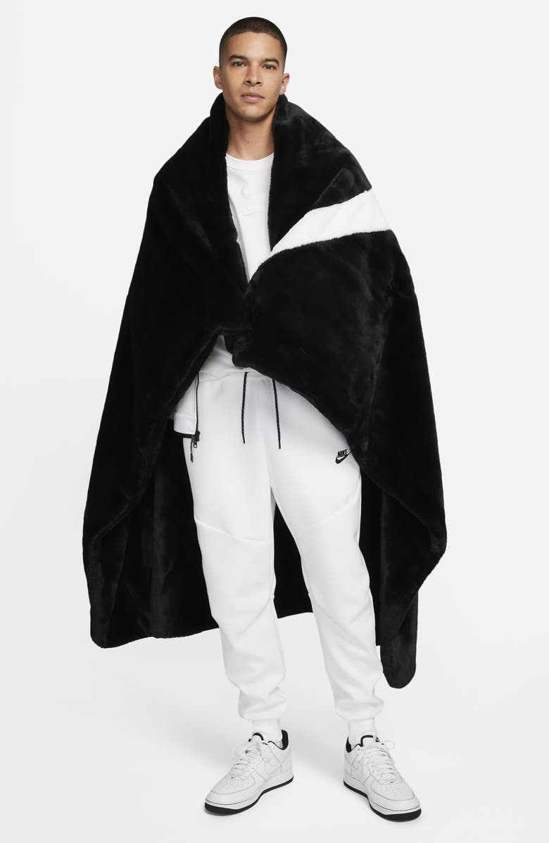 Nike Swoosh Faux Fur Throw Blanket, Alternate, color, 