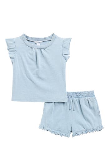 Splendid Kids' Ruffle Top & Shorts Set In Purple