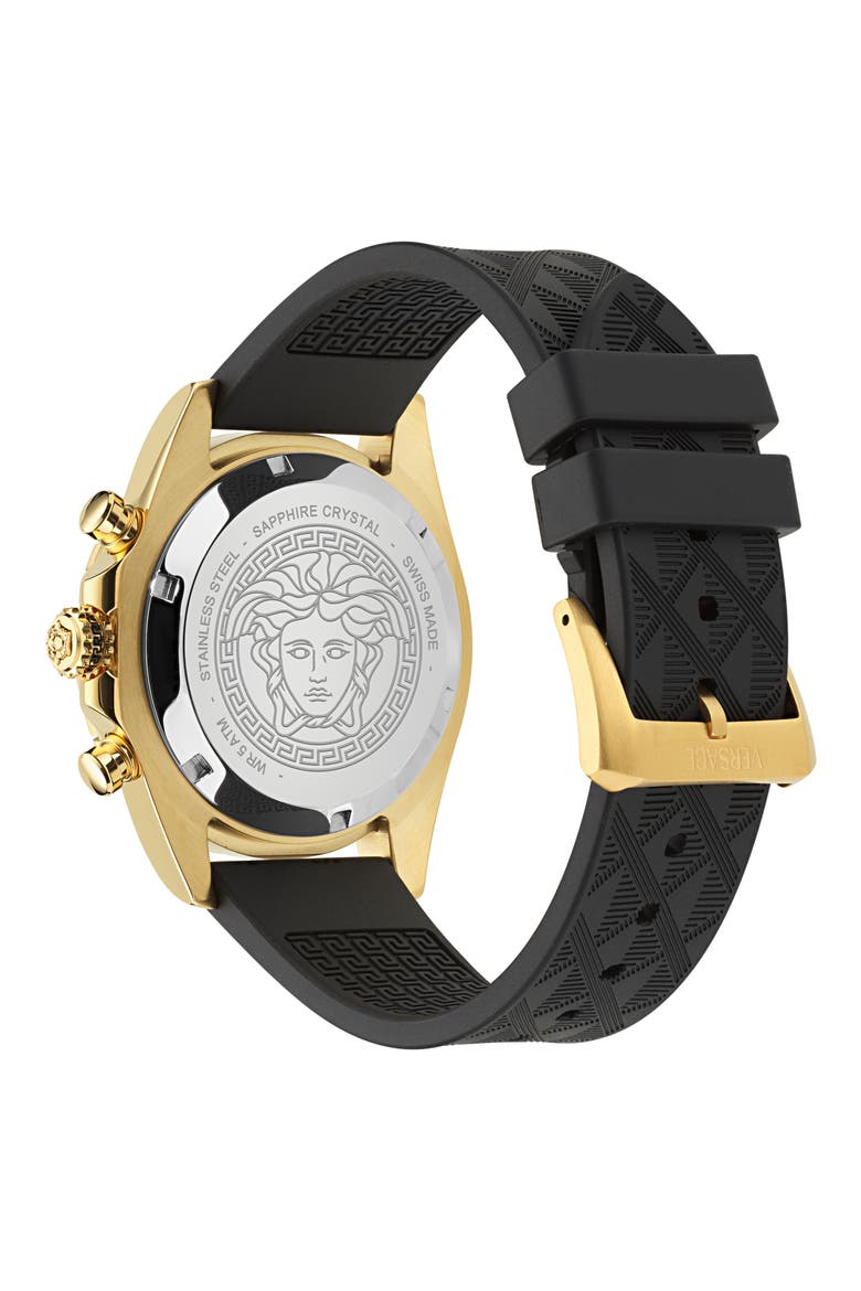 Chrono X Chronograph Faux Leather Watch, 44mm, Alternate, color, YELLOW GOLD